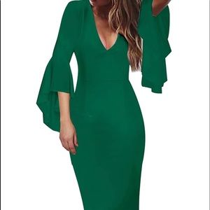 Green sheath dress
